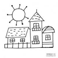 太阳与房子简笔画图片