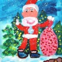 儿童圣诞节圣诞老人人物水粉画图片