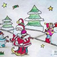 漂亮的圣诞节儿童画画图片