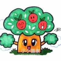 卡通苹果树简笔画画法图片步骤