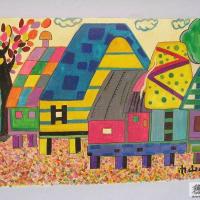 优秀儿童画作品欣赏-秋天的房子