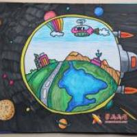 中学生科幻画获奖作品《流浪地球》
