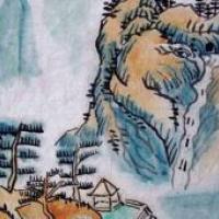 儿童中国画作品《山间风景》