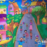 三等奖小学生获奖科幻画《长轮子的直升机和多功能的房屋》欣赏