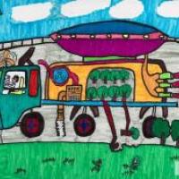 儿童画 小卡车