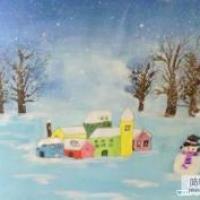 冬天雪景儿童画教师范画