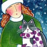 女孩和猫的幸福国外冬天绘画在线看