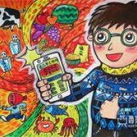 小学生获奖科幻画《食品安全检测手机》
