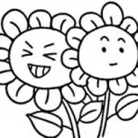 两朵可爱的卡通向日葵简笔画图片 向日葵的简单画法