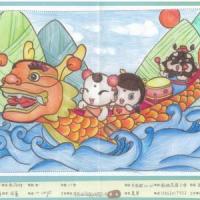 端午节儿童画作品-快乐赛龙舟