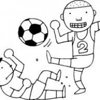 小男孩踢足球简笔画