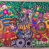 二等奖小学生科幻画《树上的新农村》赏析