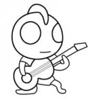 卡通人物简笔画 弹吉他的奥特曼简单画法