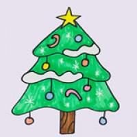漂亮的圣诞树简笔画彩色图片