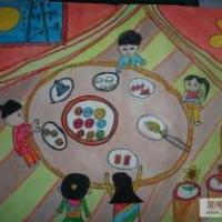 中秋节创意儿童画-中秋节团圆饭