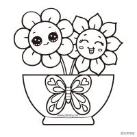 一盆漂亮的小花简笔画