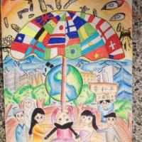 庆祝抗战胜利70周年儿童画-和平之伞