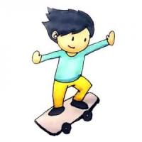 玩滑板的小男孩简笔画