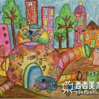 三等奖小学生获奖科幻画《垃圾分类器 》欣赏