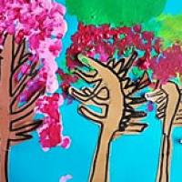 彩色的树木儿童画