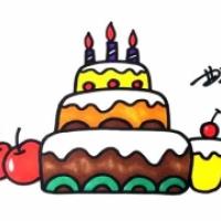 生日蛋糕的画法,生日蛋糕简笔画步骤