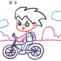 小男孩骑车简笔画