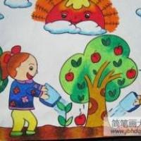 国庆节主题儿童画-苹果熟了