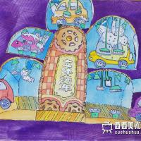 三等奖小学生科幻画《立体洗车房》欣赏