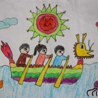 端午节儿童画 赛龙舟