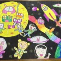 儿童科幻画《畅游太空》