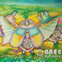 优秀小学生获奖科幻画《沙漠之星变绿洲》欣赏