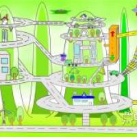 三等奖小学生获奖科幻画《立体绿城》