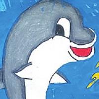 海底世界儿童画小海豚图片
