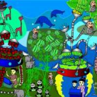 儿童科幻画《海上生态园》欣赏