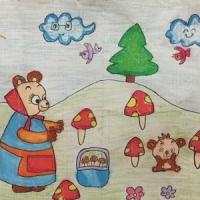 小熊妈妈采蘑菇四年级动物场景画作品欣赏