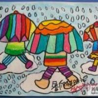 儿童画春天里的小雨