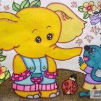 儿童画大象和老鼠
