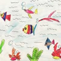 海底世界小鱼群儿童画