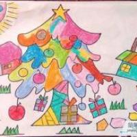 圣诞节圣诞树儿童绘画图片