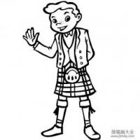 世界民族服饰简笔画 苏格兰小男孩简笔画图片