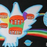 抗战胜利70周儿童画作品-孩子与和平