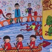 吃粽子划龙舟端午节民俗画优秀作品欣赏