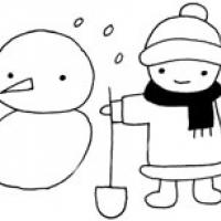 【堆雪人简笔画】小朋友堆雪人的简笔画图片