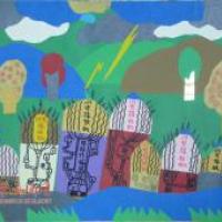 五年级小学生获奖科幻画《闪电接收器》
