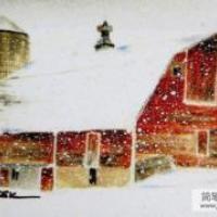 雪中的红房子冬天图画怎么画案例在线看
