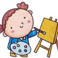 【画画的小女孩简笔画】画画的小女孩简笔画彩色图片大全