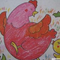 可爱的儿童画--小鸡和妈妈做游戏
