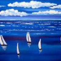 帆船和蓝天关于大海的风景油画作品欣赏