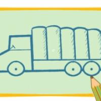 简单的卡通大货车简笔画图片教程