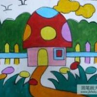 儿童画蘑菇屋